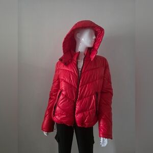 Guess Women's Red Puffer Jacket L/M Worn One Time